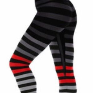 K-Deer Legging red/gray/black High Rise Gym Yoga Pilates Sz M